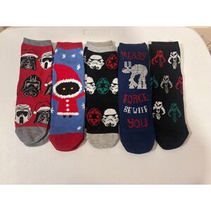 Star Wars Empire Christmas Character Ankle‎ Socks 5 Pair Men's shoe size 6-12